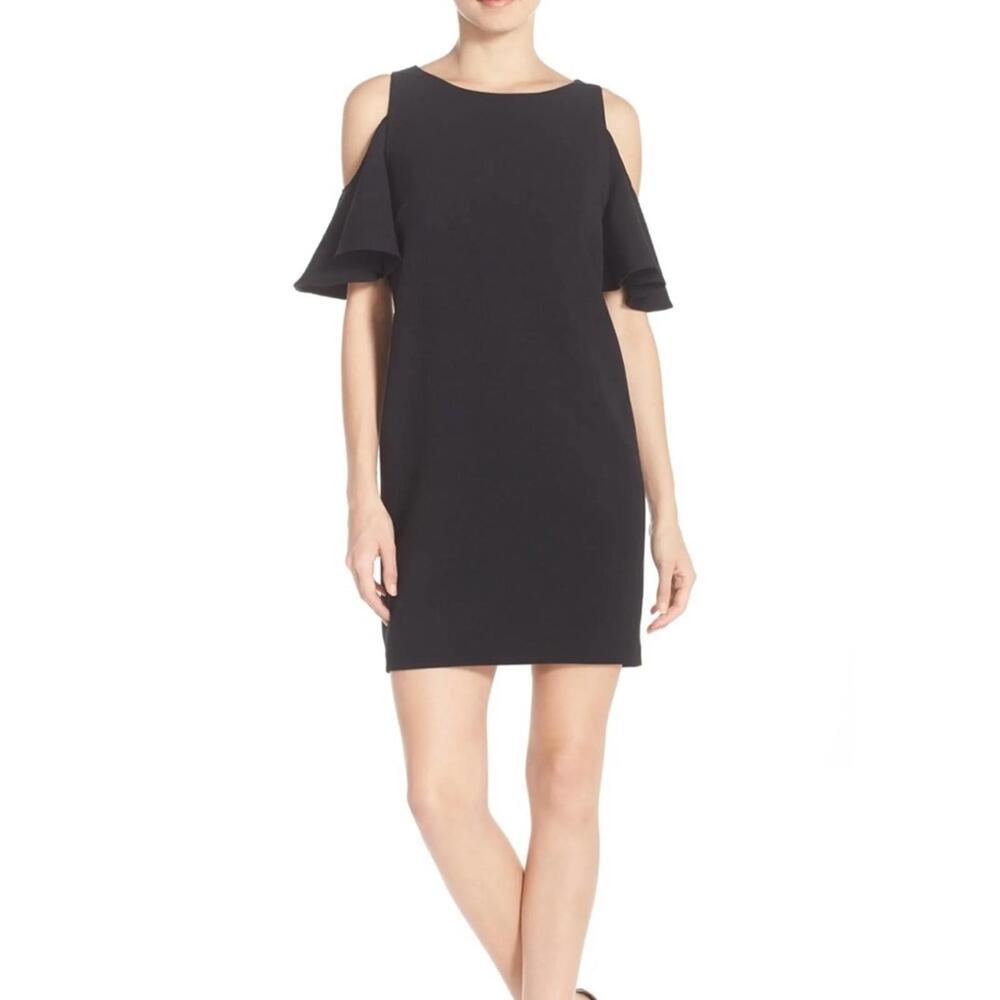 Chelsea28 Black Cold Shoulder Shift Dress XL Peekaboo Sleeve